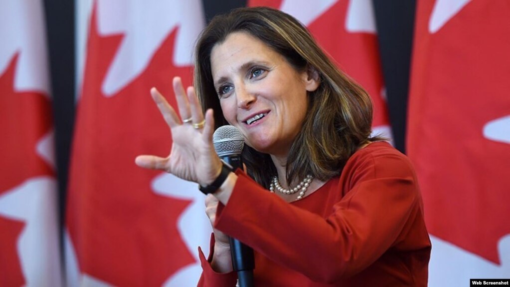 Ministra de Relaciones Exteriores de Canadá, Chrystia Freeland.