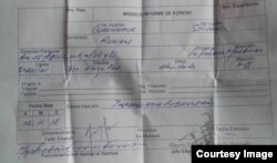 Documento de salida de prisión entregado a Curuneaux Stivens.
