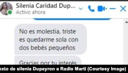 Mensaje de texto de Silenia Dupeyron a Radio Martí