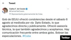 Tuit de Carlos Fernández de Cossío. (Twitter)