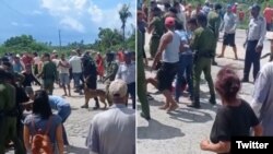 Enfrentamiento entre residentes del Sepen, cerca de Playa Baracoa, al oeste de La Habana, y miembros de las brigadas especiales. (Captura de video/@albertfonse11j)