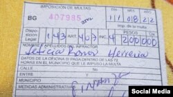 Multa de 2.000 pesos a Leticia Ramos Herrería. (Foto: Facebook)