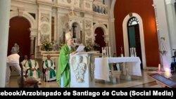 Homilía del cardenal Beniamino Stella en la Basílica Santuario de Nuestra Señora de la Caridad del Cobre, en Santiago de Cuba, el 5 de febrero de 2023. (Foto: Facebook/Arzobispado de Santiago de Cuba).