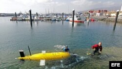 Foto de archivo de un vehículo submarino no tripulado (AUV).