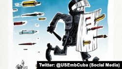 Caricatura realizada por el artista cubano Fabián Sotolongo (publicado en Twitter por la Embajada de EEUU en La Habana).