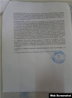 Respuesta del Tribunal al Habeas Corpus presentado en favor De Lázaro Yuri Valle Roca (2)