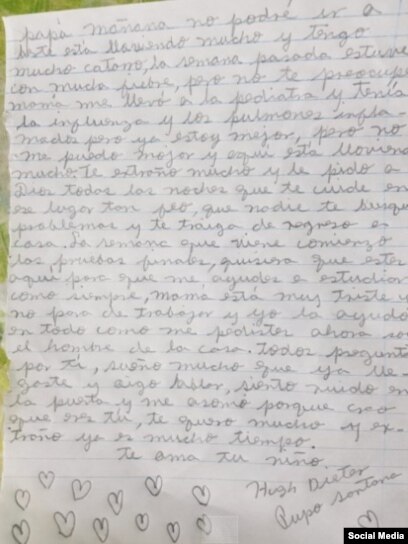 La estremecedora carta de un niño a su padre preso por manifestarse el 11J  en Cuba