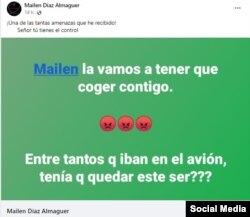 Post de amenazas compartido por Mailén Díaz Almaguer
