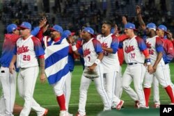 Los jugadores cubanos que se enfrentaron a Australia en su partido de cuartos de final del Clásico Mundial de Béisbol.