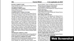 Lista de los presos indultados en Cuba.