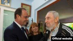 El presidente de Francia, Francois Hollande con Fidel Castro.