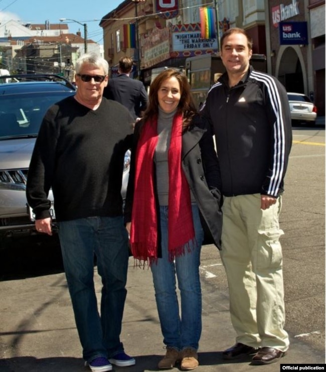 Cleve Jones, Mariela Castro y Jeff Cotter en San Francisco en el 2012. Foto tomada de rainbowfund.org.
