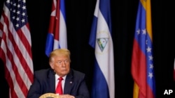 Trump en evento de apoyo a democracia en Cuba, Venezuela y Nicaragua.
