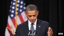 Barack Obama habló a los familiares de las víctimas de la escuela primaria Sandy Hook Elementary en Newtown, Connecticut.