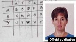 Mugshot de la espía Ana Belén Montes y uno de los códigos en poder del FBI con que transmitía sus mensajes a Cuba.