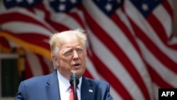 Donald Trump en el Jardín de las Rosas de la Casa Blanca.