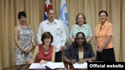 Firma del acuerdo entre el PMA de la ONU y el Gobierno de Cuba.