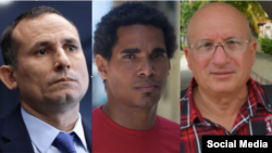 Combinación de fotografías de José Daniel Ferrer (izq.), Luis Manuel Otero Alcántara y Félix Navarro, tres líderes de la oposición cubana encarcelados tras las protestas del 11 de julio de 2021.