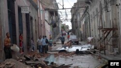 Una calle de Santiago tras el paso de Sandy