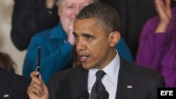 El presidente estadounidense, Barack Obama, ofrece la primera rueda de prensa en la Casa Blanca tras haber ganado la reelección.