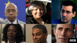 Combinación de fotografías de líderes de la oposición cubana. Guillermo Fariñas, Martha Beatriz Roque, Antonio Rodiles, Berta Soler, Oscar Elías Biscet y José Daniel Ferrer (i-d).