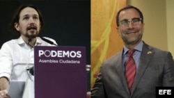 El eurodiputado Pablo Iglesias se reunió hoy con el embajador de Estados Unidos, James Costos.
