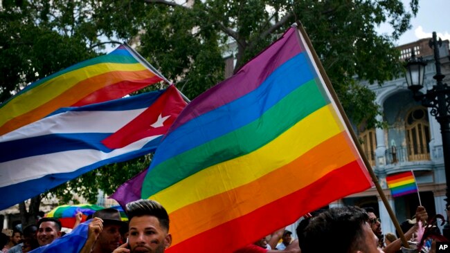 Activistas en Cuba durante una marcha espontánea contra la homofobia el 11 de mayo de 2019. (AP Photo/Ramón Espinosa). 