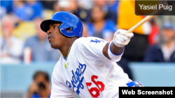 El jardinero cubano Yasiel Puig. Jugador del Mes (5/2014)