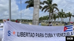 Patria y Vida en el estadio de Palm Beach durante el juego de Cuba vs Venezuela
