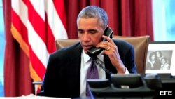 El presidente estadounidense, Barack Obama, en una conferencia telefónica.