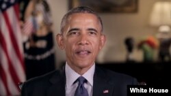 El presidentre Barack Obama, durante su mensaje semanal a la nación.