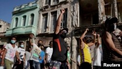 Protestas contra el gobierno de Cuba el 11 de julio de 2021, en La Habana. (Reuters / Alexandre Meneghini).