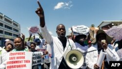 Huelga de médicos en Harare el 4 de diciembre de 2019.