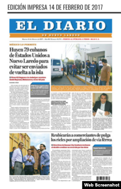 Primera Plana de El Diario de Nuevo Laredo, México