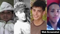 Jonathan Torres, Emiyoslan Román, Brandon David y Rowland Jesús Castillo, menores cubanos detenidos.