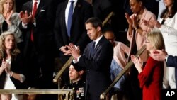 Juan Guaidó aplaudes President Trump during the State of Union address by the Commander in Chief.