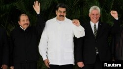 Daniel Ortega, Miguel Díaz-Canel y Nicolás Maduro. 