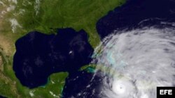 Fotografía satelital del huracán Sandy, cedida por la NOAA .