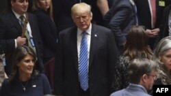 Trump a su llegada a una sesión del Consejo de Seguridad de la ONU.