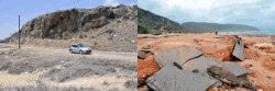 Combinación fotográfica de la carretera Bate Bate, en la zona costera Yateritas, Guantánamo.