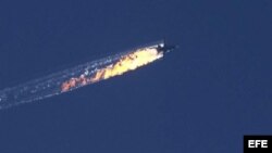 Avión ruso derribado por un misil lanzado por un caza turco F-16.