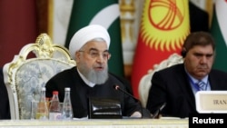 El presidente de Irán, Hassan Rouhani, pronunciando un discurso en junio del 2019.