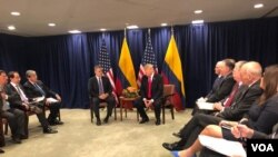 El presidente de EE.UU. Donal Trumpo y su homólogo colombiano, Iván Duque