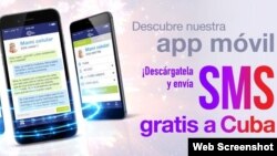 Cuballama promociona SMS gratis a Cuba desde su app.