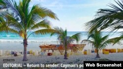 La imagen que acompaña el editorial de Cayman Compass: “Devuélvase al remitente: la política de Cayman sobre los migrantes cubanos”.