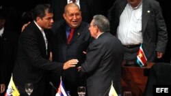 Archivo - Los gobernantes de Ecuador, Venezuela y Cuba.