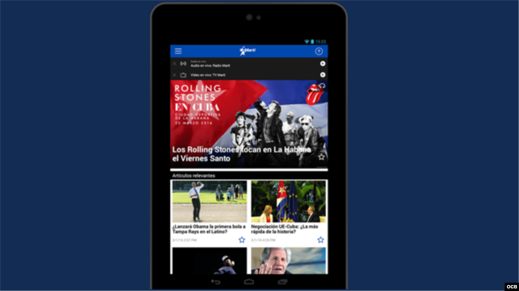 OCB Spanish Android Home page