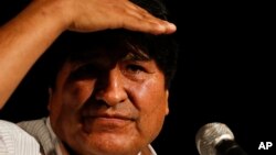 Evo Morales en conferencia de prensa en Buenos Aires, Argentina. AP Photo/Natacha Pisarenko