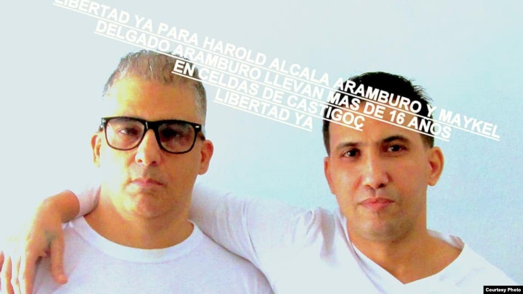 Los primos Maykel Delgado Aramburo (izq) y Harold Alcalá Aramburo (der) están cumpliendo una condena de cadena perpetua en Cuba por un hecho que no dejó heridos o muertos. (Foto de Facebook de Estrella Aramburo).