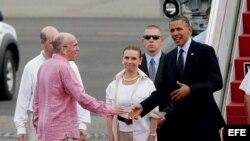 El presidente Barack Obama durante su llegada a Cartagena de Indias